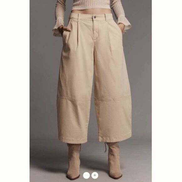 Anthropologie Maeve Pleated Barrel-Leg Chino Pants - Picture 4 of 6